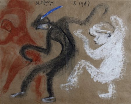 CARPI ALDO (Milano 1886 - Milano 1973) "Tre figure" 1967 Tecnica mista su...