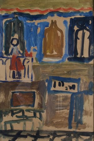 MELONI GINO (Varese 1905 - Lissone 1989) "Senza titolo" Tempera su carta...