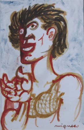 MIGNECO GIUSEPPE (Messina 1908 - Milano 1997) "Volto" China su carta cm. H:...