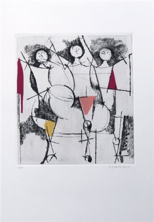 MARINI MARINO (Pistoia 1901 - Viareggio 1980) "I giochi" Puntasecca,...