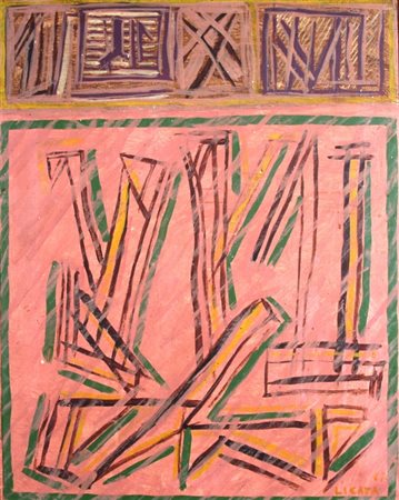 LICATA RICCARDO (Torino 1929) "Senza titolo" Olio su tela cm. H: 50.00 L: 40.00