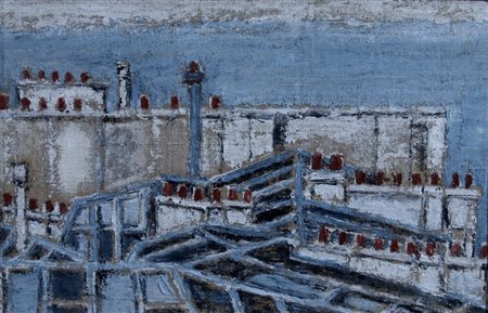 TAMBURI ORFEO (Jesi 1910 - Parigi 1994) "Tetti di Parigi" 1975 Olio su tela...