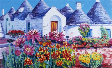 FACCINCANI ATHOS (Peschiera D/G 1951) "Trulli e luci" Olio su tela cm. H:...