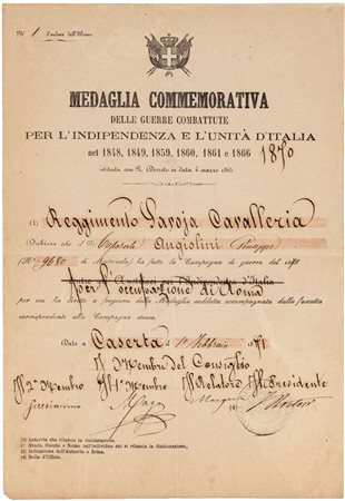 Reggimento Savoia Cavalleria - Autorizzazione a fregiarsi della medaglia...