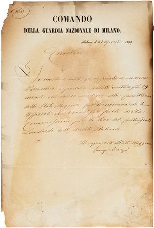 Circolare Risorgimento - Comando Guardia Nazionale Milano 27 aprile 1848 -...