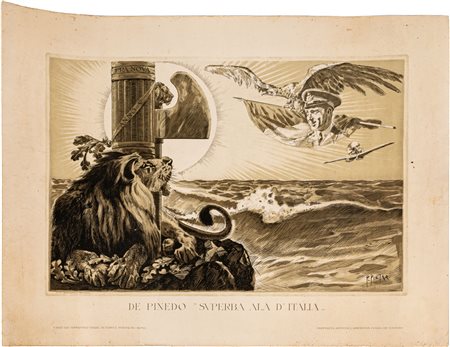 De Pinedo - Superba ala d'Italia1927Stampa litografica49 x 66 cm ca.Francesco...