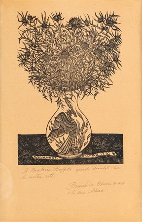 Xilografia con dedica autografa di Bruno da Osimo1957Cornice in legno e vetro...