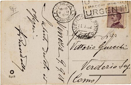 Luigi Pirandello - Cartolina postale autografa indirizzata al grande...