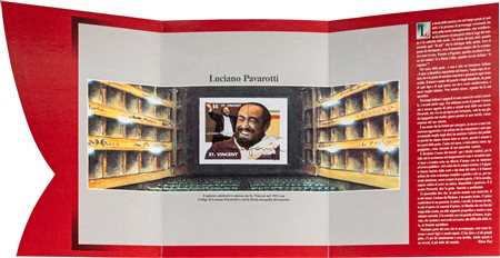 Luciano Pavarotti - Foglietto celebrativo emesso da St. Vincent nail 1991 con...