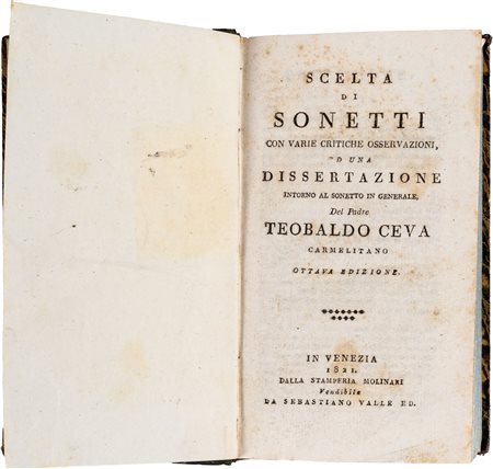 CEVA TEOBALDO - SCELTA DI SONETTI CON VARIE CRITICHE OSSERVAZIONI, ED UNA...