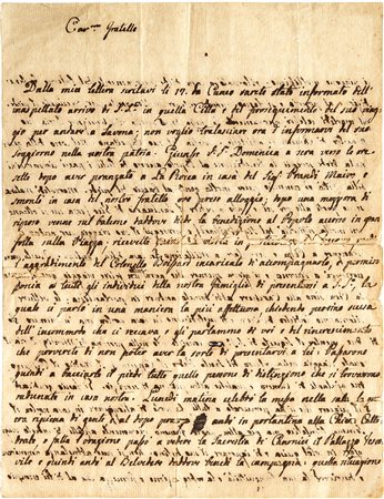 LETTERA CHE RACCONTA DELL'ARRIVO DI PAPA PIO VII A MONDOVÌMondovì,...