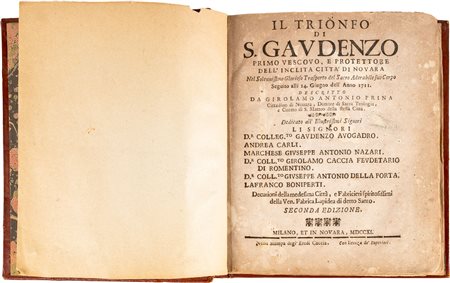 PRINA GIROLAMO ANTONIO - IL TRIONFO DI SAN GAUDENZO primo vescovo e...