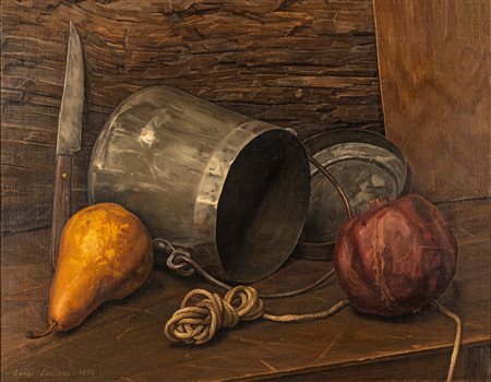 Luigi Lucioni (Malnate 1900 - New York 1988)  - Natura morta con melograno, 1959