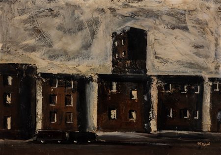 Mario Sironi (Sassari 1885 - Milano 1961)  - Paesaggio urbano (Periferia), 1952 ca.