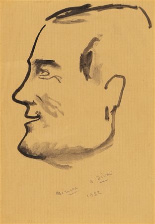 Alberto Ziveri (Roma 1908 - 1990)  - Ritratto di Alberto Moravia, 1932