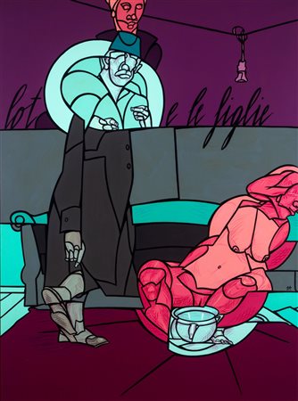 Valerio Adami (Bologna 1935)  - Lot e le figlie, 1995