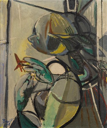 Renato Birolli (Verona 1905 - Milano 1959)  - Pescatrice bretone o Ragazza alla finestra, 1948