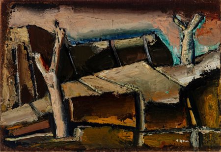 Mario Sironi (Sassari 1885 - Milano 1961)  - Paesaggio, 1952 ca.