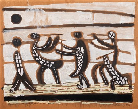 Pierre Alechinsky (Bruxelles 1927)  - Vague dansant sur le pont d'un navire, 1948