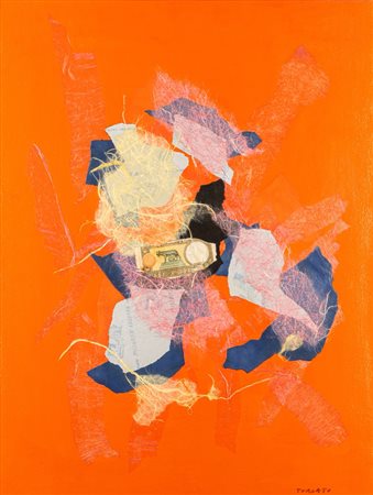 Giulio Turcato (Mantova 1912 - Roma 1995)  - Collage con banconota, 1970