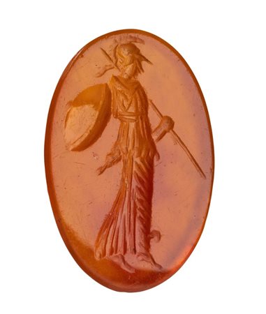 A Roman carnelian intaglio. Athena.