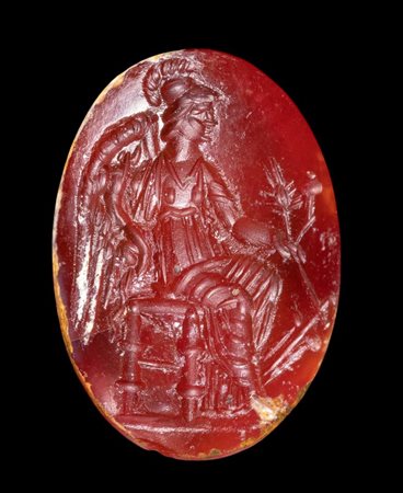 A Roman carnelian intaglio. Pantheistic goddess.