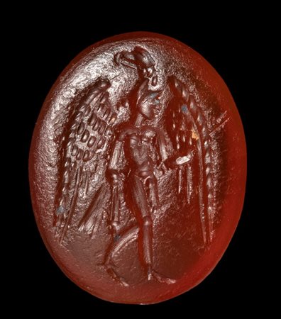 A Roman carnelian intaglio. Ganymede with the eagle.
