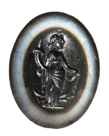 A Roman agate intaglio. Fortuna-Tyche.