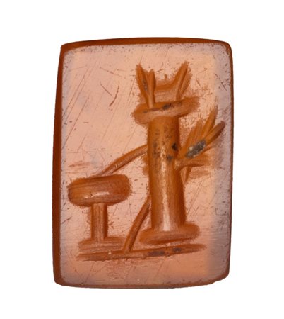 A Roman rectangular carnelian intaglio. Fountain.