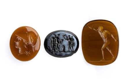 A lot of 3 Grand Tour glass cast impressions. Various subjects