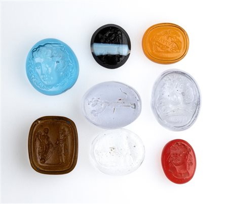 A lot of 8 Grand Tour glass cast impressions. Various subjects