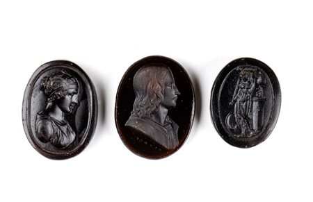 A lot of 3 Grand Tour  glass cast impressions. Various subjects.