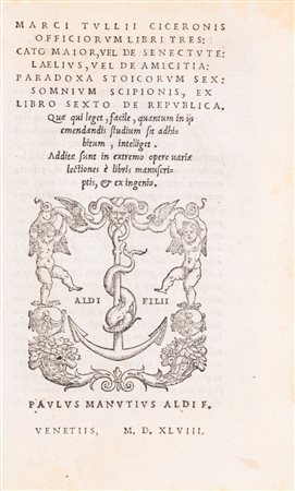 Cicerone, Marco Tullio - Officiorum libri III, Cato Maior vel De Senectud, 1548