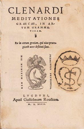 Nicolas  Cleynaerts - Clenardi Meditationes graecae, in artem grammaticam, 1547