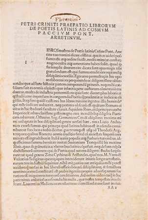 Pietro Crinito - Petri criniti libri de poetis latinis, 1505