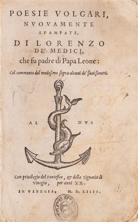Lorenzo de Medici - Poesie volgari, nuovamente stampate, di Lorenzo de' Medici, 1554