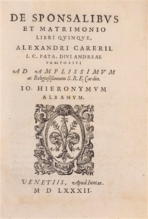Alessandro Cariero - De Sponsalibus et matrimonio libri quinque, 1582