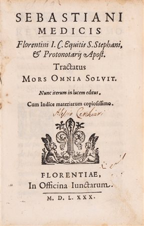Sebastiano Medici - Tractatus mors omnia solvit, 1580