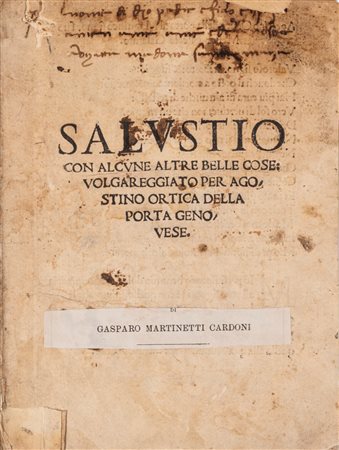 Sallustio Crispo, Gaio - Ortica Agostino - Salustio con alcune altre belle cose: volgareggiato per Agostino Ortica della Porta genovese, 1518
