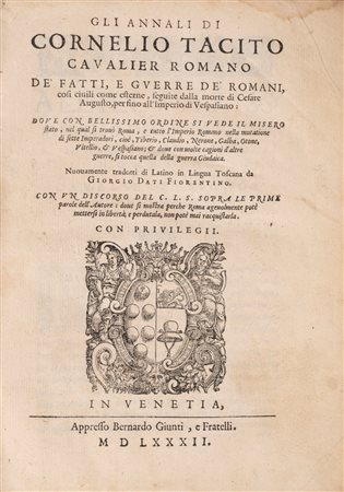 Tacito, Publio Cornelio - Gli Annali di Cornelio Tacito, 1582