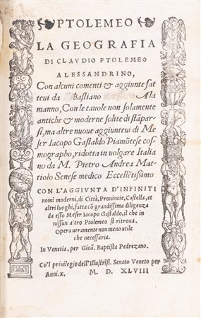 Tolomeo, Claudio - Ptolemeo La Geografia di Claudio Ptolemeo Alessandrino, 1548