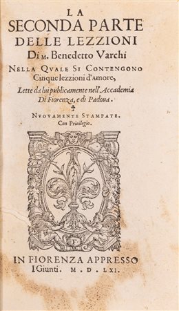 Varchi, Benedetto - La seconda parte delle lezzioni  di M. Benedetto Varchi, 1561
