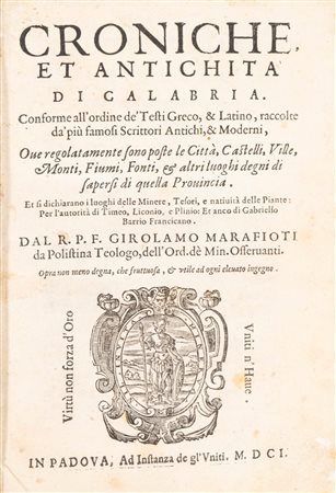 Girolamo Marafioti - Croniche et antichità di Calabria, 1601