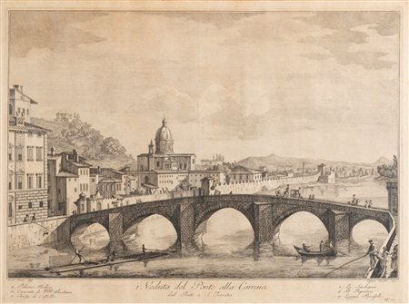 Cosimo Zocchi - Veduta del Ponte alla Carraia - Veduta della Piazza detta del Gran-Duca - Veduta della Piazza e Chiesa di Santa Croce, 1780