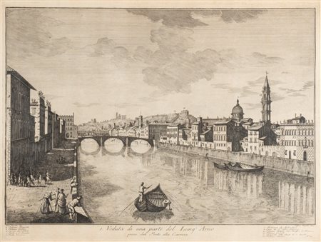 Cosimo Zocchi - Veduta della Chiesa e piazza di Santa Maria Novella - Veduta di una parte del Lung'Arno, 1780