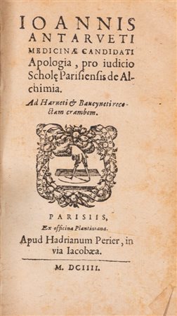 Jean Riolan (1580 - 1657)  - Comparatio veteris medicinae cum nova, Hipocraticae cum hermetica, dogmatice cum spagyrica, 1605