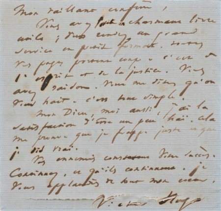 Victor Hugo - Lettera autografa e firmata , 1850