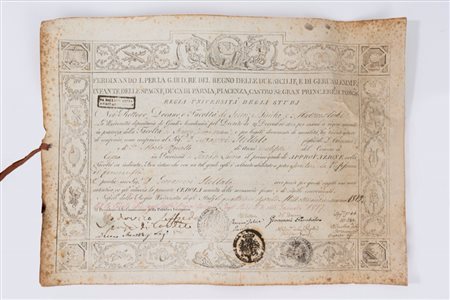 Ferdinando I di Borbone Re delle Due Sicilie - Pergamena di laurea, Regno delle due Sicilie di Ferdinando I, 1819