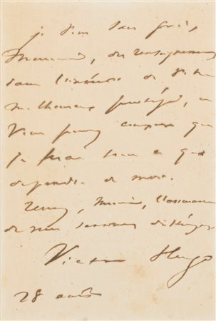 Victor Hugo - Lettera autografa e firmata, 1850