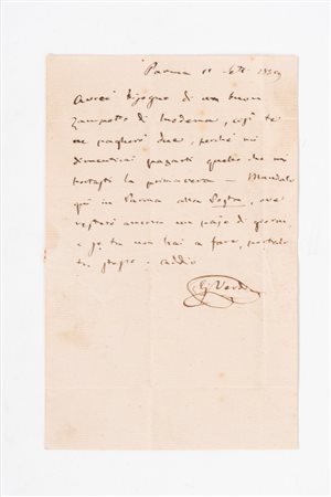 Verdi, Giuseppe - Lettera autografa con firma, 1859